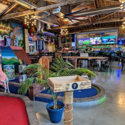 Birdie Time Pub - Inside. View from mini golf hole 7.