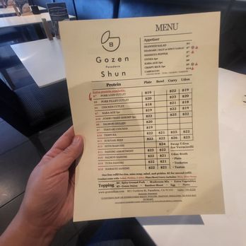 Gozen Shun - Current menu - Japanese Near Me - Pasadena, California