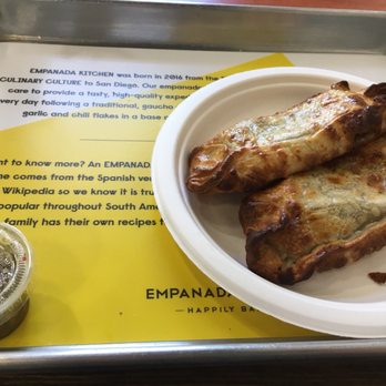 Empanada Kitchen - Mushroom and goat cheese empanadas  with a side of chimichurri sauce. Yum! - Empanadas Near Me - San Diego, California
