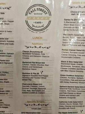 Menu photo 2 Call Street Cafe Starke, FL