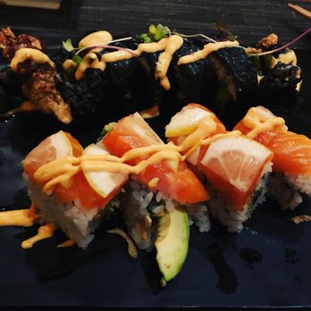 O-Ku - Black Widow Roll and the Sake-Ikura Roll - Sushi Bars Near Me - Raleigh, North Carolina O-Ku - Black Widow Roll and the Sake-Ikura Roll - Sushi Bars Near Me - Raleigh, North Carolina
