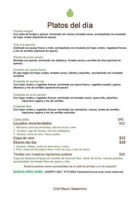 Menu photo 8 Buenos Aires Verde Buenos Aires, C Menu photo 8 Buenos Aires Verde Buenos Aires, C