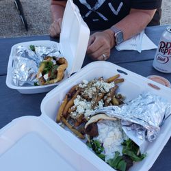 Tacos on the left and gyro on the right. Nummy!!!