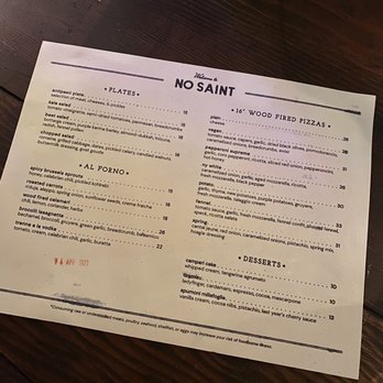 No Saint - Menu- April 15 - Pizza Near Me - Portland, Oregon No Saint - Menu- April 15 - Pizza Near Me - Portland, Oregon