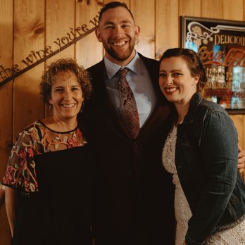 Sierra Pines Resort - Bride + Groom with owner, Cindy - American Near Me - Sierra City, California Sierra Pines Resort - Bride + Groom with owner, Cindy - American Near Me - Sierra City, California