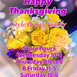 Style Brows Threading Studio - 2025 Thanksgiving hour