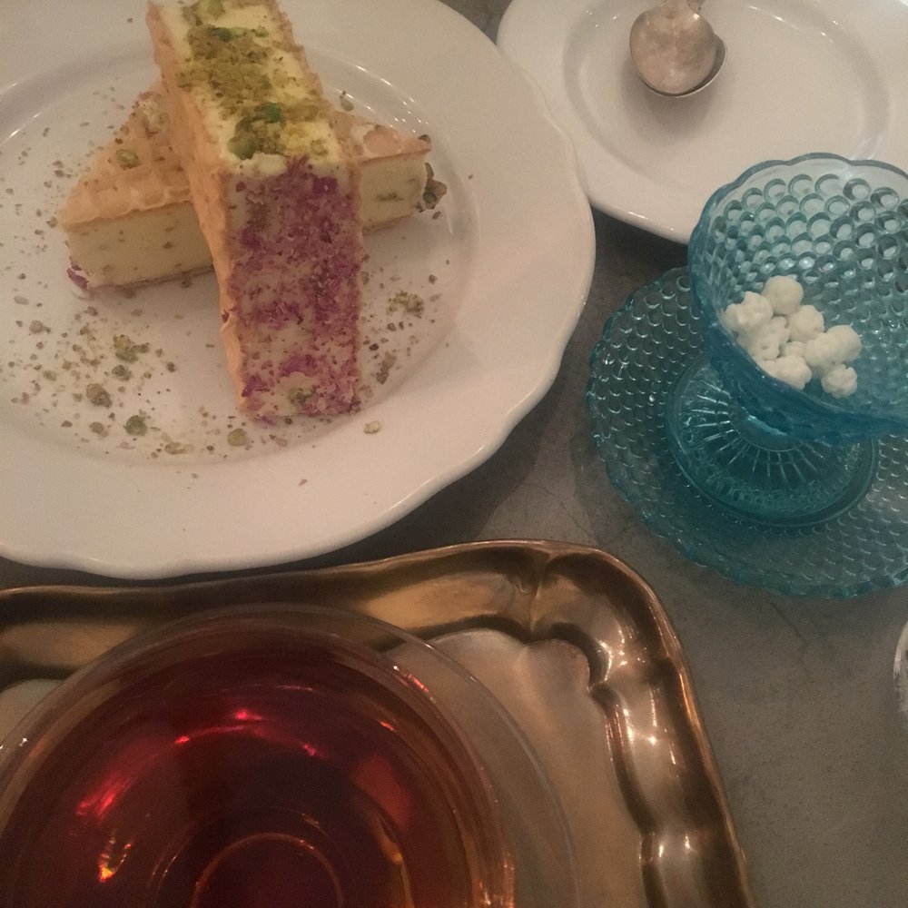 Sofreh - Saffron Rosewater Pistachio Ice cream sandwiches and Persian black tea with cardamom and spices. Peep the traditional sugar bowl. - Persian/Iranian Near Me - Brooklyn, New York Sofreh - Saffron Rosewater Pistachio Ice cream sandwiches and Persian black tea with cardamom and spices. Peep the traditional sugar bowl. - Persian/Iranian Near Me - Brooklyn, New York