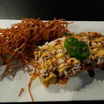 Rock N Roll Sushi - ZZ Top Roll (Lobster Roll) & Heart Roll. Very filling and delish. These are Stellers!! - Sushi Bars Near Me - Huntsville, Alabama