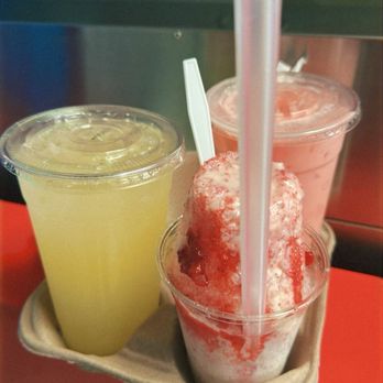 La Ventanita Snack Bar - Cucumber lime water, strawberry milk water, and strawberries and cream ice dessert. Not pictured Elote chorreado. - Mexican Near Me - Des Moines, Iowa