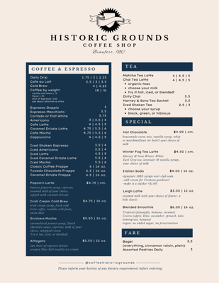 Menu photo 3 Historic Grounds Coffee Shop Beaufort, NC Menu photo 3 Historic Grounds Coffee Shop Beaufort, NC