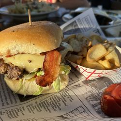 Humphrey's - All American Cheeseburger & fries with bacon