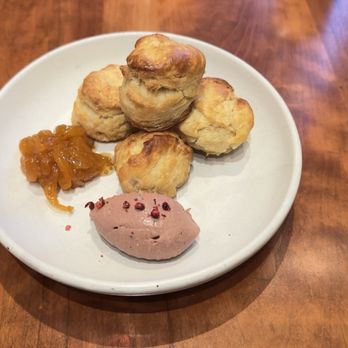 The Wolf - Duck liver pâté, honeyed biscuits, citrus marmalade. Shouldn't work. Completely does. - New American Near Me - Oakland, California