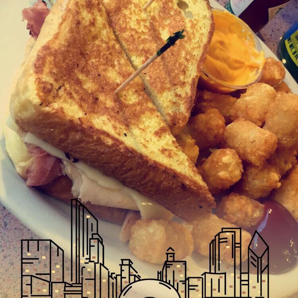 Mayfair Restaurant - Monte cristo sandwich with tater tots - Breakfast & Brunch Near Me - Chicago, Illinois Mayfair Restaurant - Monte cristo sandwich with tater tots - Breakfast & Brunch Near Me - Chicago, Illinois