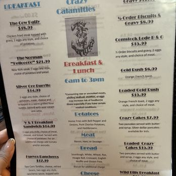 Crazy Calamities - Menu - Breakfast & Brunch Near Me - Virginia City, Nevada