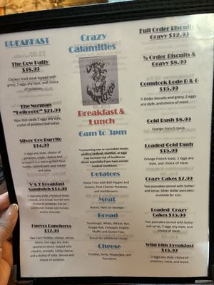 Menu photo 4 Crazy Calamities Virginia City, NV