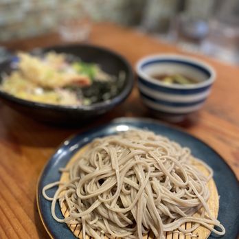 Kamonegi - Fresh soba noodles, dipping broth, and the shogatsu bukkake in the background. - Japanese Near Me - Seattle, Washington