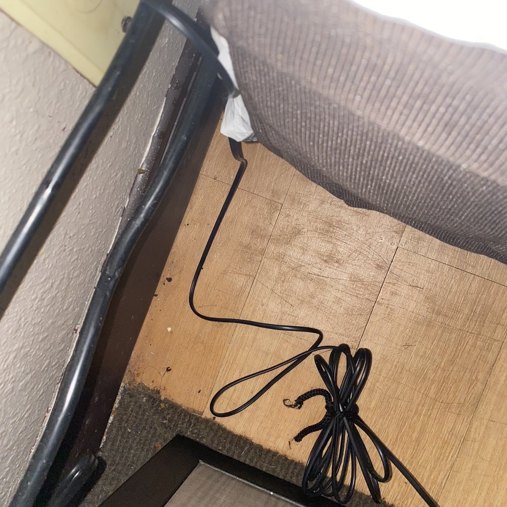 Crumbs left on floor. This was said to be a room they "just finished cleaning." Crumbs left on floor. This was said to be a room they "just finished cleaning."