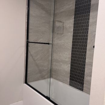Break Away Glass - Bypass shower door, flat black - Auto Glass Services Near Me - Bend, Oregon