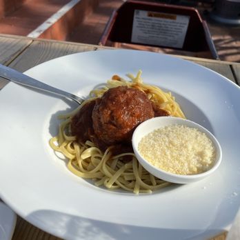 Sur at The Barnyard - Child's portion of linguini with the six dollar addition of meatball. Linguine alone is 11. Giant portion - child liked it. - New American Near Me - Carmel, California Sur at The Barnyard - Child's portion of linguini with the six dollar addition of meatball. Linguine alone is 11. Giant portion - child liked it. - New American Near Me - Carmel, California