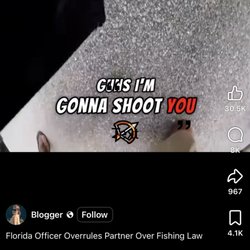 Lantana Police Department - Officer Connie's transcript of his murderous threat states and quotes " I'm going to shoot you"