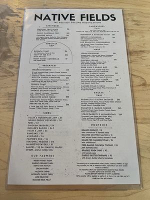 Menu photo 8 Native Fields Walnut, CA