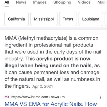 Happy Day Nails & Spa - MMA monomer can cause harm to your natural nails. - Nail Salons Near Me - Sacramento, California Happy Day Nails & Spa - MMA monomer can cause harm to your natural nails. - Nail Salons Near Me - Sacramento, California