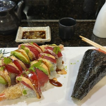Wasabi - Rockefeller with a spicy tuna hand roll - Japanese Near Me - Jacksonville, North Carolina Wasabi - Rockefeller with a spicy tuna hand roll - Japanese Near Me - Jacksonville, North Carolina