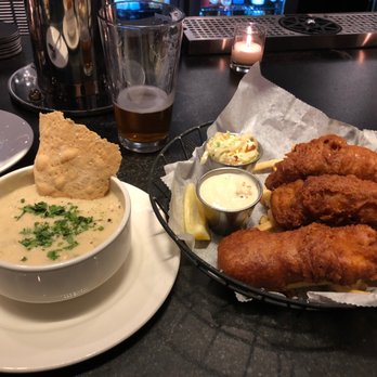 Row 34 - Seaport - Chowder and Fish and Chips. Fish looks good but very BREADY and fish not completely cooked... - New American Near Me - Boston, Massachusetts Row 34 - Seaport - Chowder and Fish and Chips. Fish looks good but very BREADY and fish not completely cooked... - New American Near Me - Boston, Massachusetts