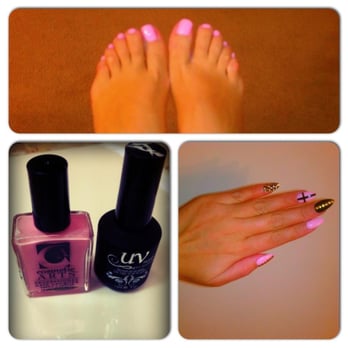 Nails Plus - Pink Stilleto nails - Nail Salons Near Me - Santa Ana, California