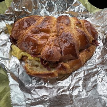 Miss Donuts & Bagel - Bacon, Egg & Cheese Croissant Sandwich - Donuts Near Me - Fullerton, California Miss Donuts & Bagel - Bacon, Egg & Cheese Croissant Sandwich - Donuts Near Me - Fullerton, California