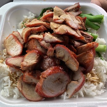 Ming's Bar B Que - Bbq pork rice plate with side greens. - Barbeque Near Me - Doraville, Georgia
