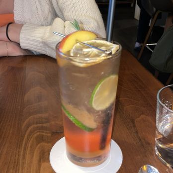 Restaurant Gish - Peach iced tea - loved that it wasn't too sweet - New American Near Me - Santa Clara, California