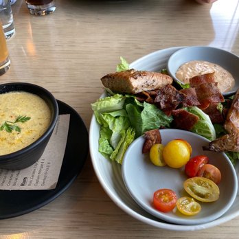 Cultivate Craft Kitchen - Gluten free option - salmon blt salad and cup of soup - New American Near Me - Draper, Utah Cultivate Craft Kitchen - Gluten free option - salmon blt salad and cup of soup - New American Near Me - Draper, Utah