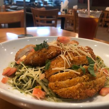 District 7 Grill - Parmessan Crusted Chicken with linguine pesto - New American Near Me - Houston, Texas