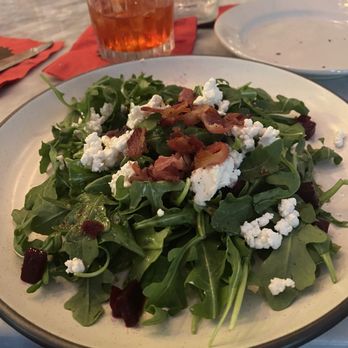 Talia - Arugula salad with beets, goat cheese, and bacon. - Italian Near Me - Pittsburgh, Pennsylvania Talia - Arugula salad with beets, goat cheese, and bacon. - Italian Near Me - Pittsburgh, Pennsylvania