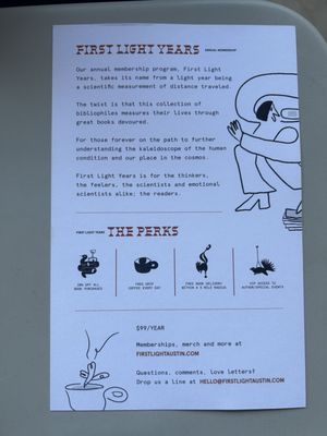 Menu photo 6 First Light Books Austin, TX