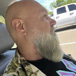 Headliners Barbershop - New Head, took out fat head width, groomed and shaped with layers. With grow out great and he kept length. I asked him not to touch moustach