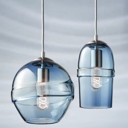 Providence Art Glass - Fiona Pendants in Bluestone Glass