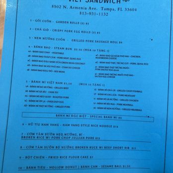 Viet Sandwich - Menu - Vietnamese Near Me - Tampa, Florida