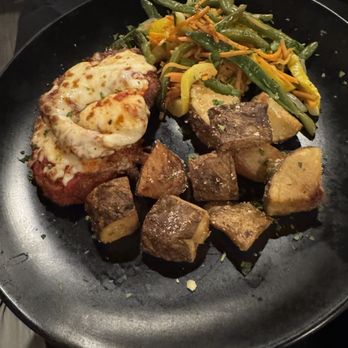 RedSauce - Chicken Parm with roasted potatoes and veggies - Italian Near Me - The Villages, Florida
