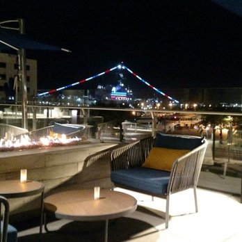 Vistal Restaurant - Partial view of some outdoor patio seating with the USS Midway in the background - Seafood Near Me - San Diego, California Vistal Restaurant - Partial view of some outdoor patio seating with the USS Midway in the background - Seafood Near Me - San Diego, California