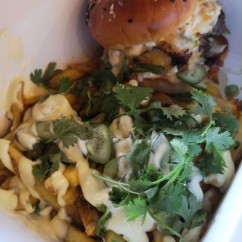 BLAKE Brewhouse & Distillery - Mechanic burger with crack fries - Asian Fusion Near Me - Canmore, Alberta BLAKE Brewhouse & Distillery - Mechanic burger with crack fries - Asian Fusion Near Me - Canmore, Alberta