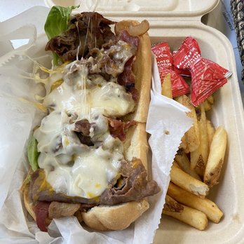 Charleys Cheesesteaks - Bacon Three Cheese with Fries! - Fast Food Near Me - Honolulu, Hawaii