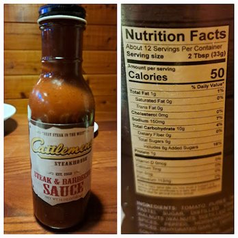 Cattlemens - Cattlemens Steak & Barbecue Sauce and its Nutrition Facts - Photo taken 3/27/2024. - Steakhouses Near Me - Roseville, California