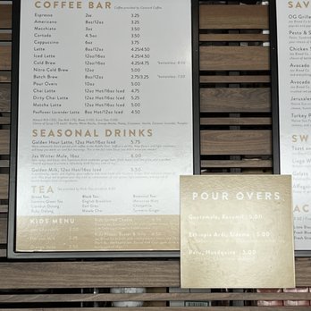 Sago Coffee - Menu with Seasonal drinks 11/2022 - Coffee & Tea Near Me - Jacksonville Beach, Florida