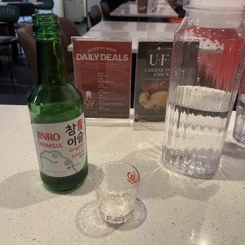 bb.q Chicken - Sipping soju while waiting for our takeout order - Barbeque Near Me - Vancouver, British Columbia