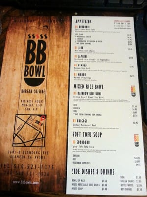 Menu photo 8 BB Bowl Alameda, CA