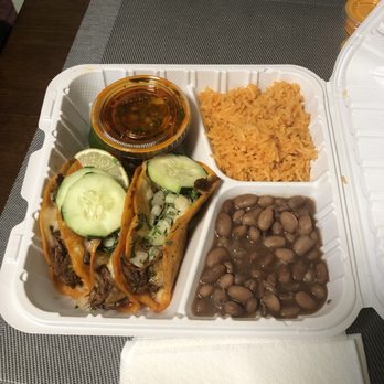 Lalito's Taqueria - Quesabirria plate;3 beef tacos, with a side of rice and a side of beans, and a small container of consume' for dipping one's tacos in. - New Mexican Cuisine Near Me - Eugene , Oregon Lalito's Taqueria - Quesabirria plate;3 beef tacos, with a side of rice and a side of beans, and a small container of consume' for dipping one's tacos in. - New Mexican Cuisine Near Me - Eugene , Oregon