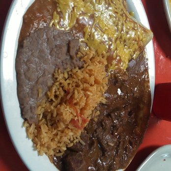 Don Kuco's Mexican - Combo enchiladas with guisado, rice and beans. - Mexican Near Me - Harlingen, Texas