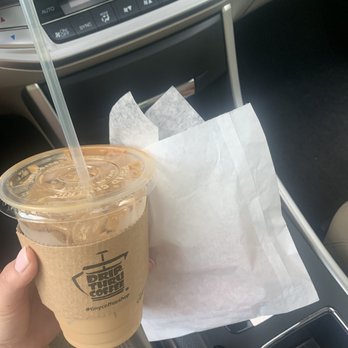 Drip-Thru Coffee - Donut and iced vanilla latte - Coffee & Tea Near Me - Stockbridge, Georgia
